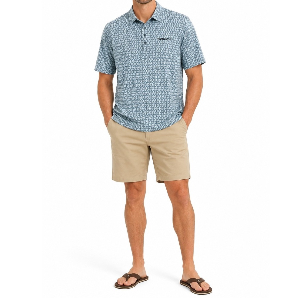 Hurley Printed SS Polo Mens XL Blue Geometric Casual Athleisure HMS24-08147